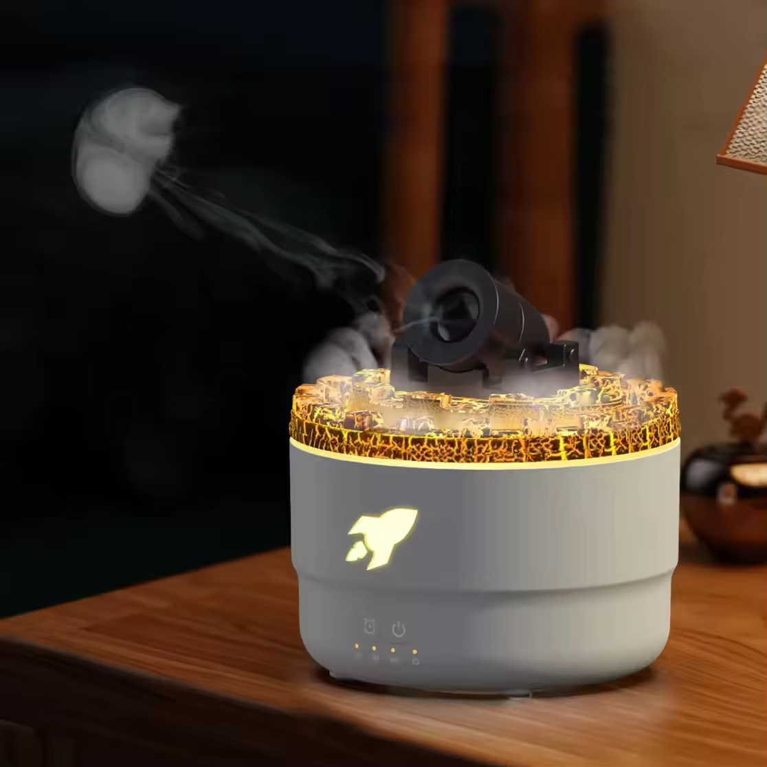 47ad991a-4ed9-4671-930b-7af791ff1f0a.jpg Volcano smoke ring humidifier White - Image 1