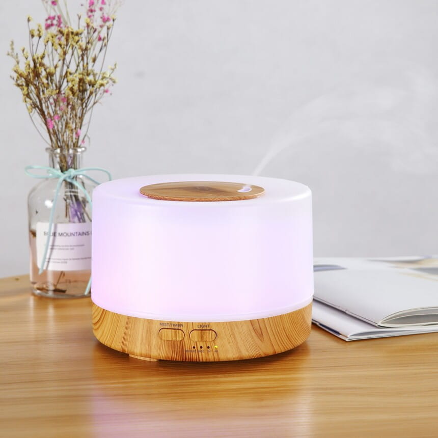 92dcf5781eeb65ebbca6a0006d502ffd.jpg Round Wood-Accent Aromatherapy Diffuser - Image 1
