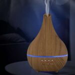 Wood grain ultrasonic aroma diffuser with LED light